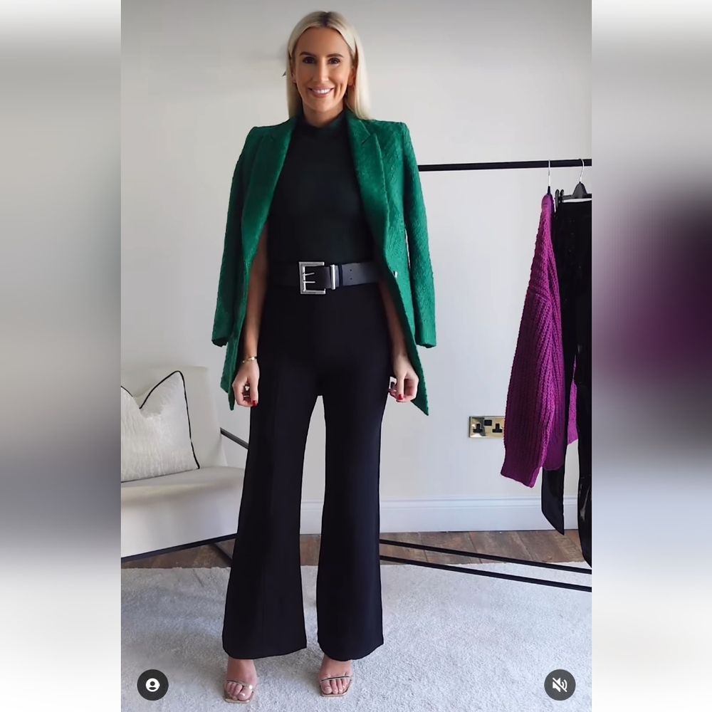 Zara * High Waist Belted Flare Pants Black Size XS